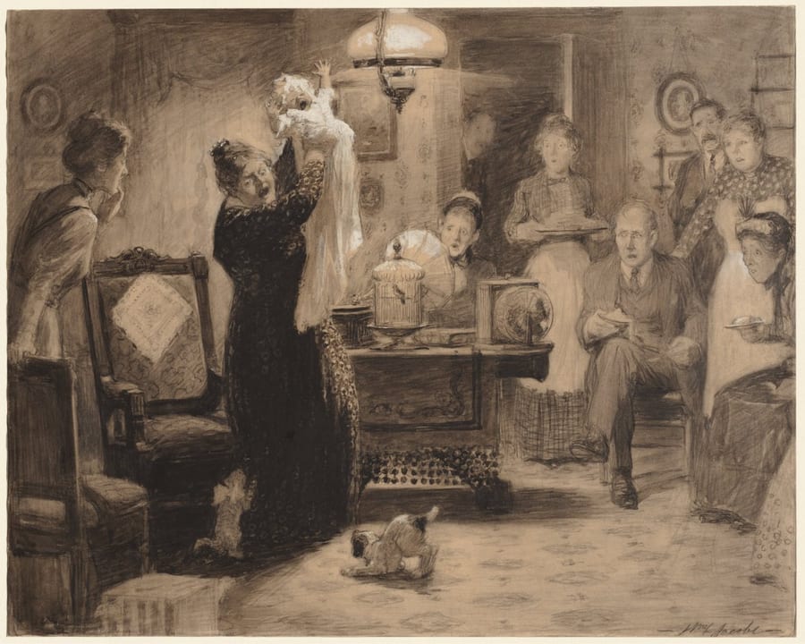 Sketch to illustration "The Stationary Baby" — artwork