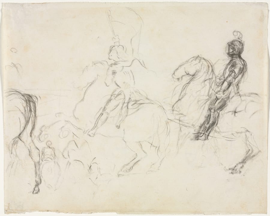 Battle Scene with Armored Figures on Horseback — artwork